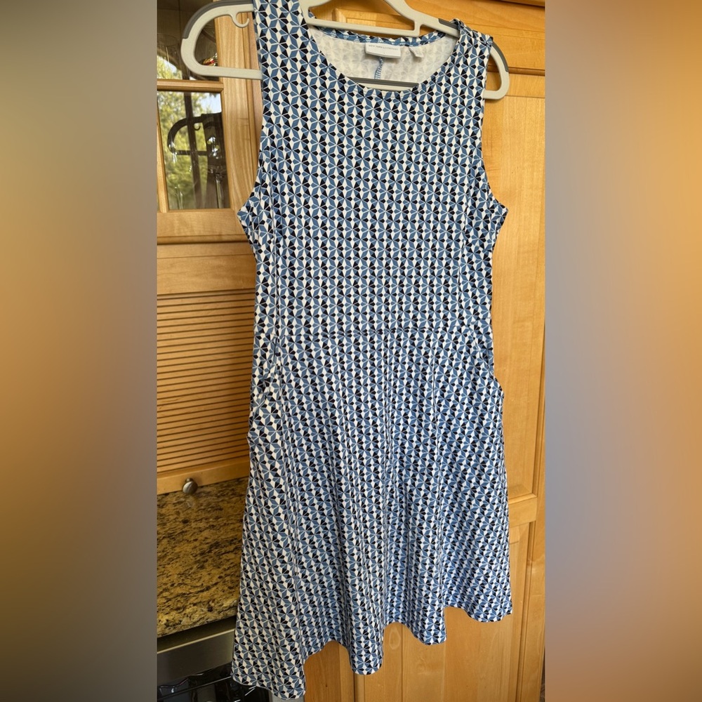 New York & Company Blue and White Patterned Dress
